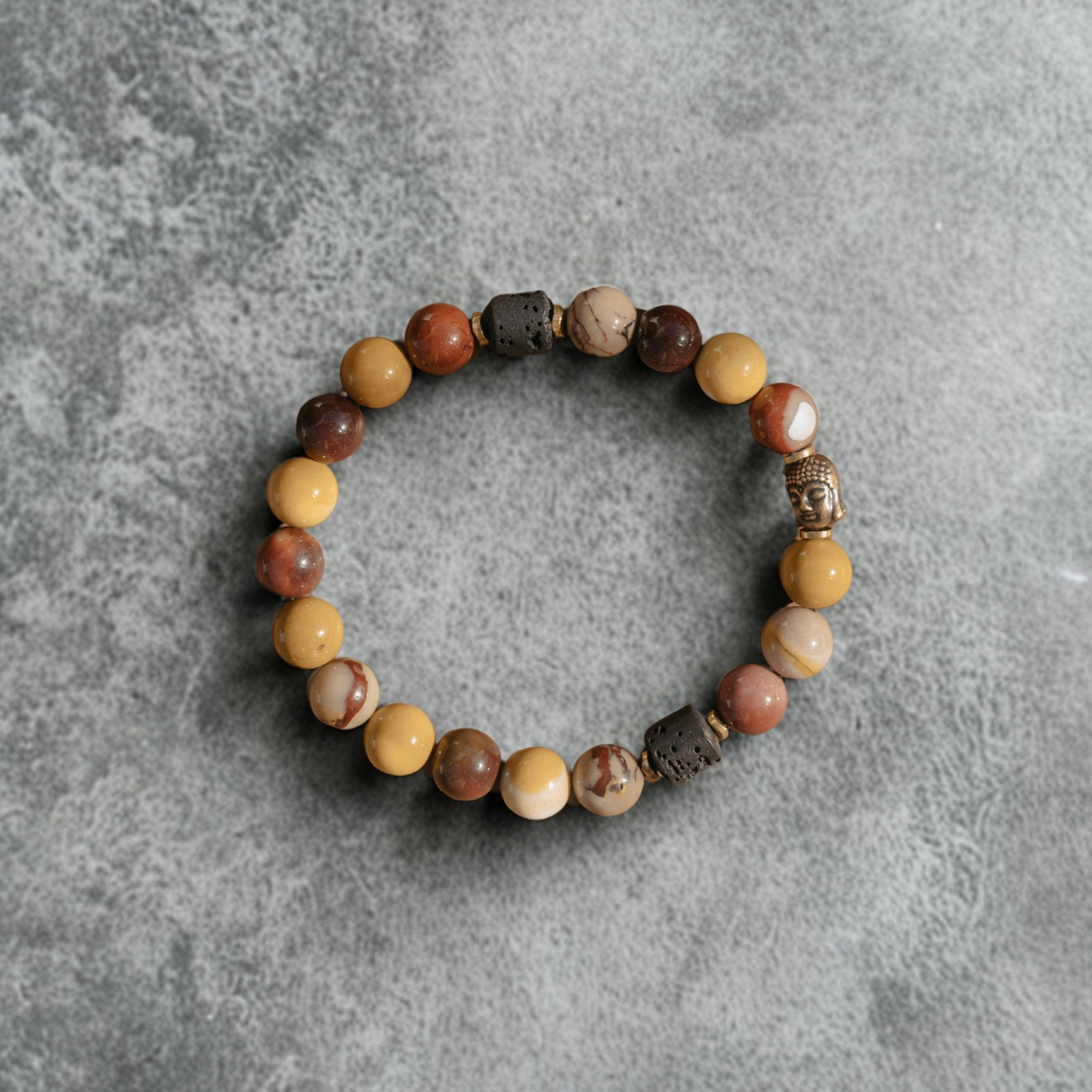 Naturalna bransoleta męska z mookaitu, lawy i hematytu — idealny prezent dla mężczyzny z charakterem